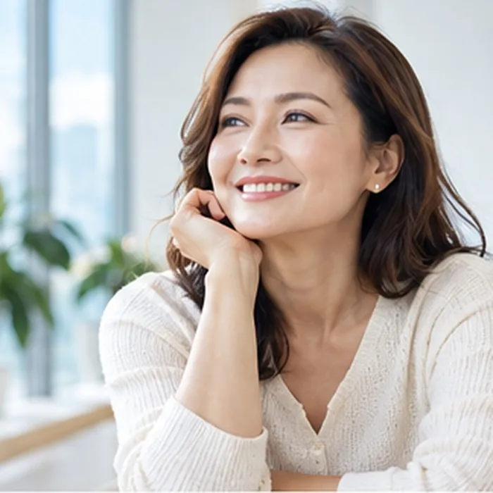 Confident woman with healthy, glowing skin