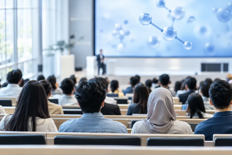 Audience at a molecular hydrogen research seminar